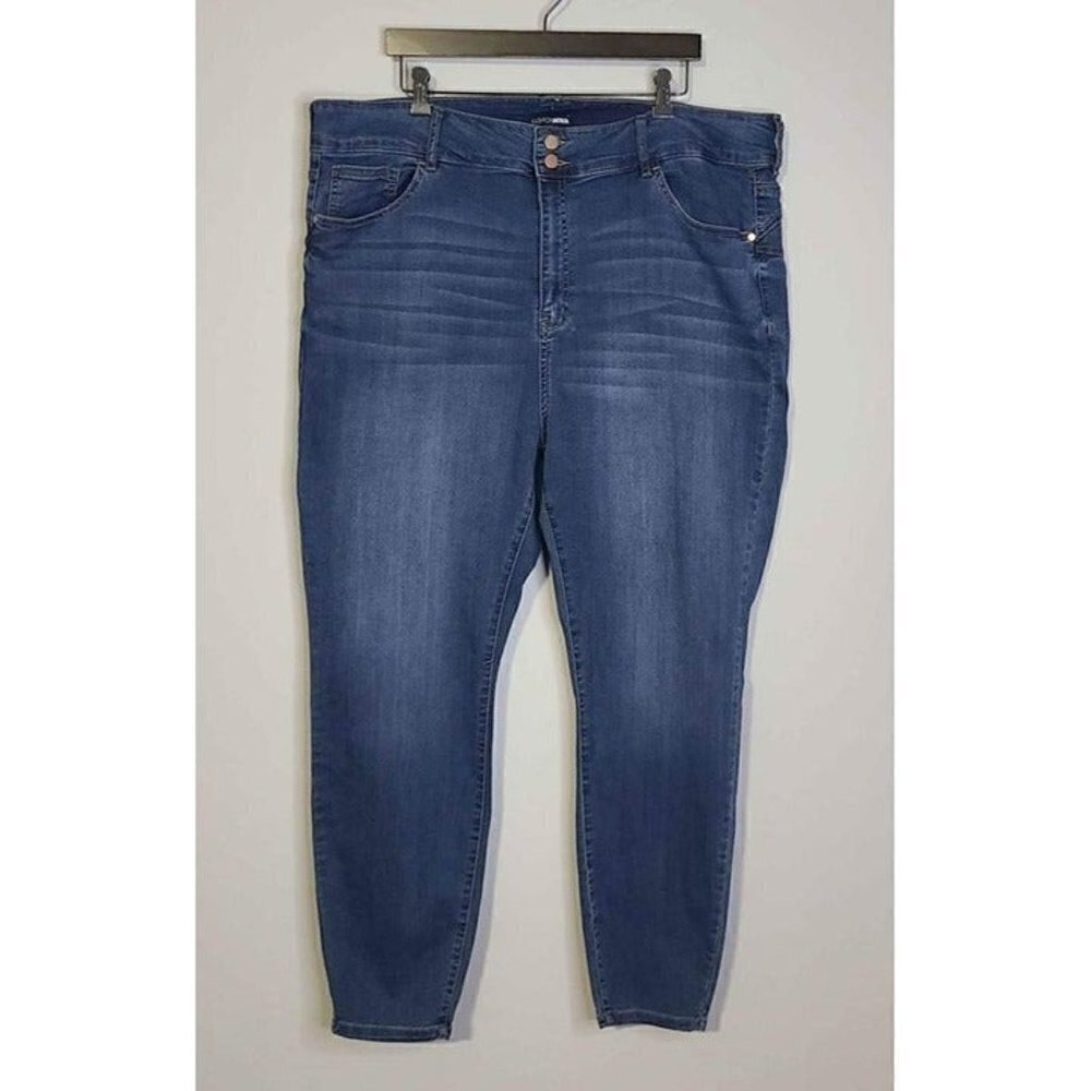 Fashion Nova Womens Blue Washed Denim High Rise Waist Stretch Skinny Leg Jean 22